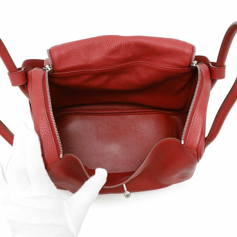 エルメス ハンドバッグ リンディ34 ルージュカザック/シルバー金具 トリヨンクレマンス □R刻印 2wayショルダー