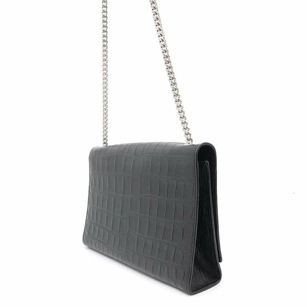 サンローランパリ チェーンショルダーバッグ クラシック ミディアム 型押しレザー 354119 SAINT LAURENT PARIS タッセル 黒