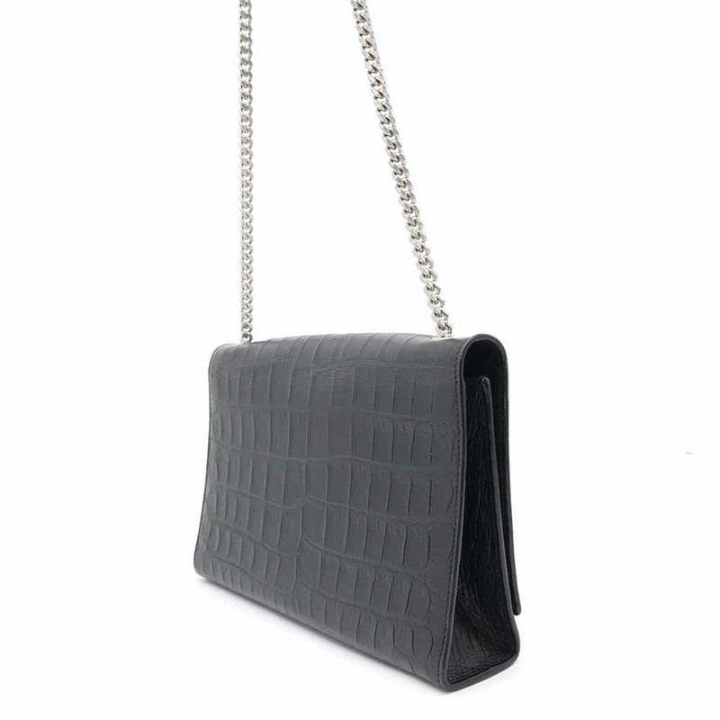 サンローランパリ チェーンショルダーバッグ クラシック ミディアム 型押しレザー 354119 SAINT LAURENT PARIS タッセル 黒