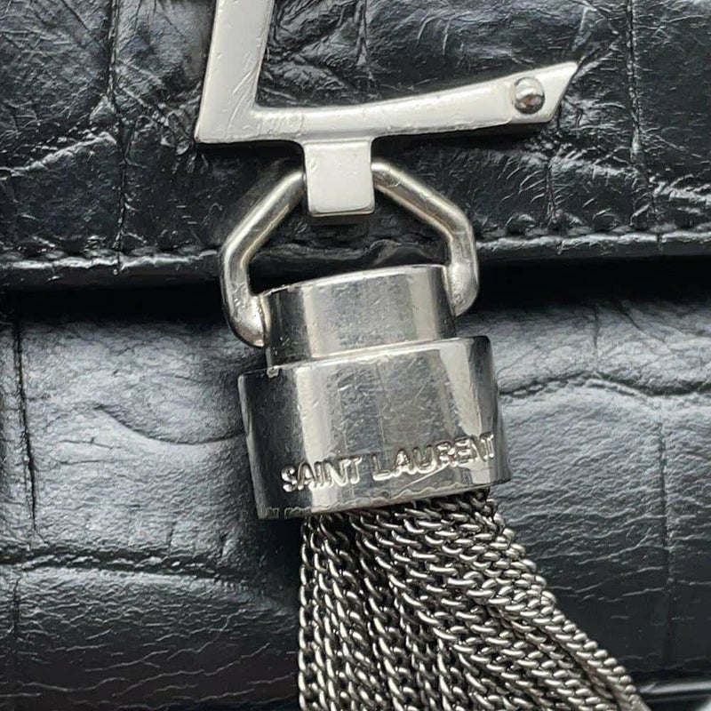 サンローランパリ チェーンショルダーバッグ クラシック ミディアム 型押しレザー 354119 SAINT LAURENT PARIS タッセル 黒