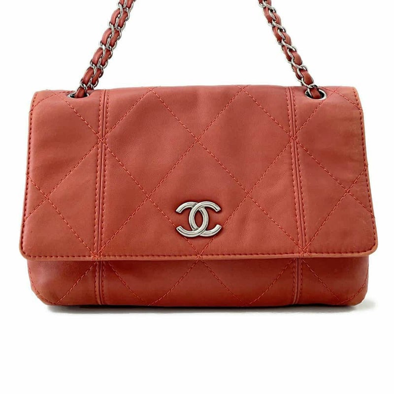 シャネル チェーンショルダーバッグ マトラッセ ココマーク ワイルドステッチ ダブルチェーン ラムスキン CHANEL