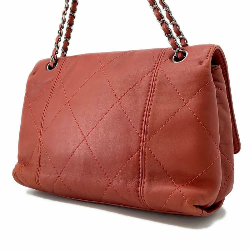 シャネル チェーンショルダーバッグ マトラッセ ココマーク ワイルドステッチ ダブルチェーン ラムスキン CHANEL