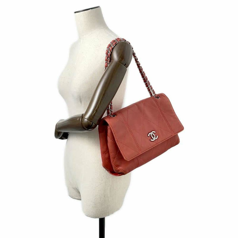 シャネル チェーンショルダーバッグ マトラッセ ココマーク ワイルドステッチ ダブルチェーン ラムスキン CHANEL