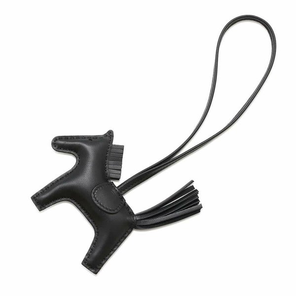 エルメス バッグチャーム ロデオ PM ブラック ラムスキン W刻印 HERMES 黒 ソーブラック