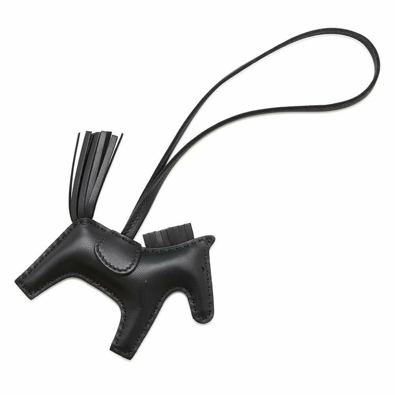 エルメス バッグチャーム ロデオ PM ブラック ラムスキン W刻印 HERMES 黒 ソーブラック