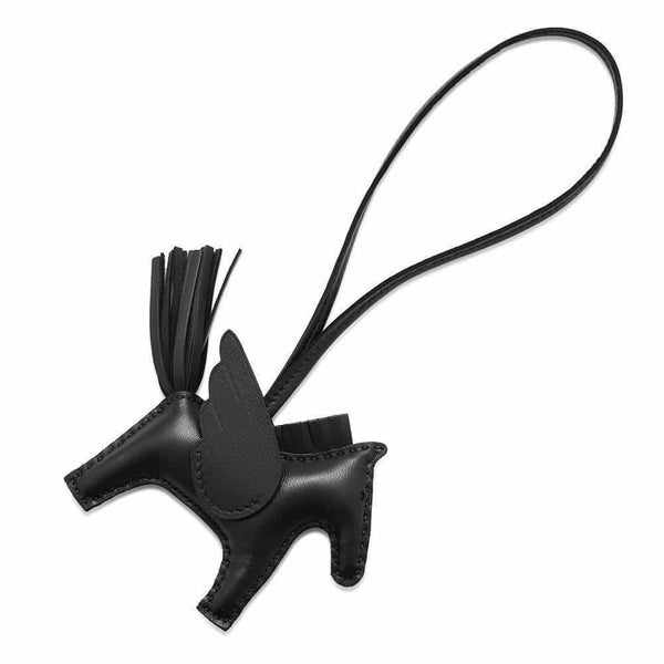 エルメス バッグチャーム ロデオPM ペガサス ブラック ラムスキン W刻印 黒