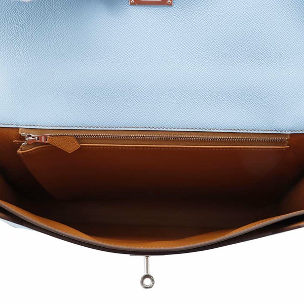 エルメス ビジネスバッグ ケリー デペッシュ36 ヴェルソ SPO セレステ/ゴールド/シルバー金具 エプソン W刻印 メンズ セレスト