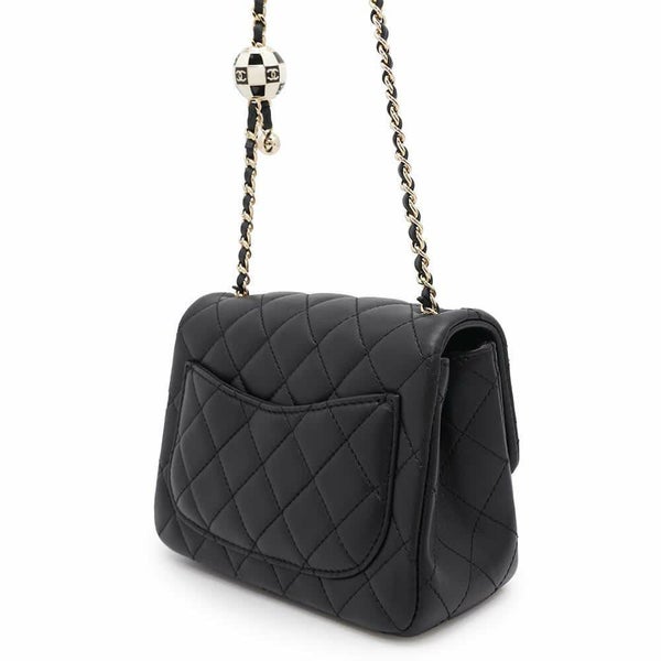 シャネル チェーンショルダーバッグ ミニマトラッセ ココマーク ココボール ラムスキン AS1786 CHANEL 黒