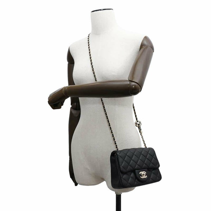 シャネル チェーンショルダーバッグ ミニマトラッセ ココマーク ココボール ラムスキン AS1786 CHANEL 黒