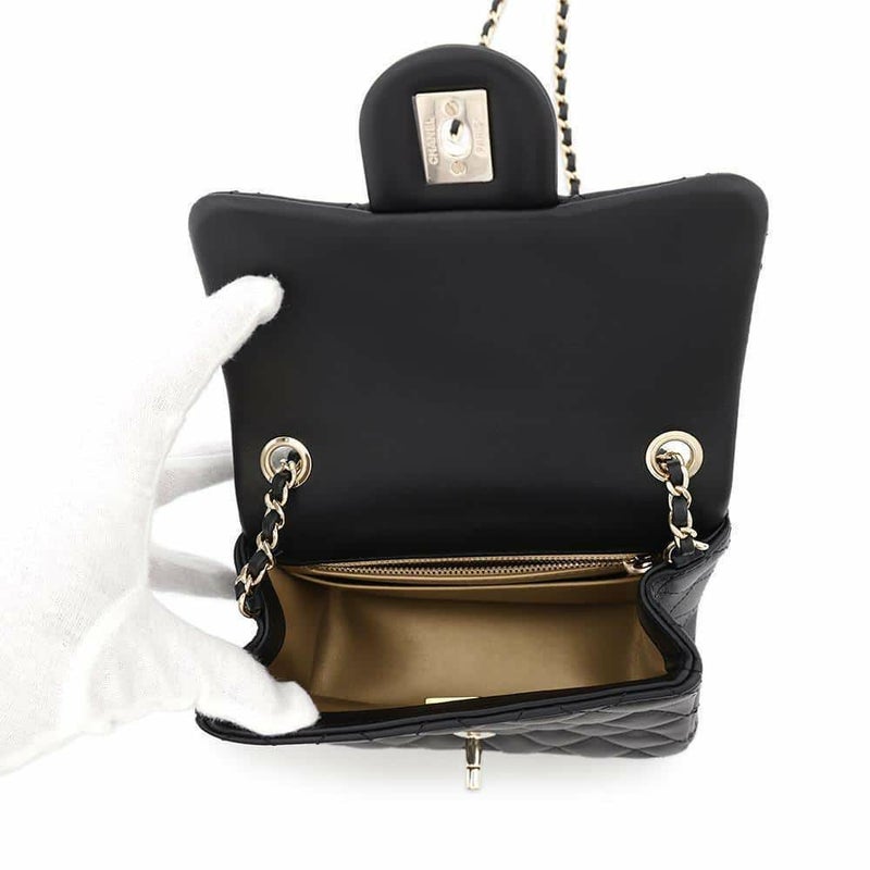 シャネル チェーンショルダーバッグ ミニマトラッセ ココマーク ココボール ラムスキン AS1786 CHANEL 黒