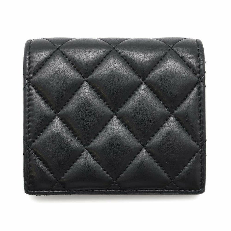 シャネル 二つ折り財布 マトラッセ ココマーク ラムスキン AP3407 CHANEL 財布 黒
