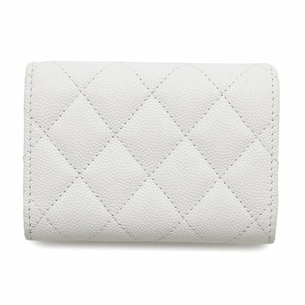 シャネル 三つ折り財布 マトラッセ スモール フラップ ウォレット トランプ キャビアスキン AP3081 財布 白