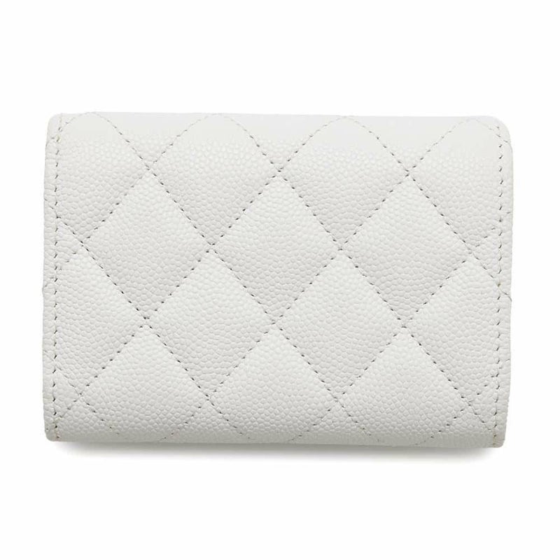 シャネル 三つ折り財布 マトラッセ スモール フラップ ウォレット トランプ キャビアスキン AP3081 財布 白