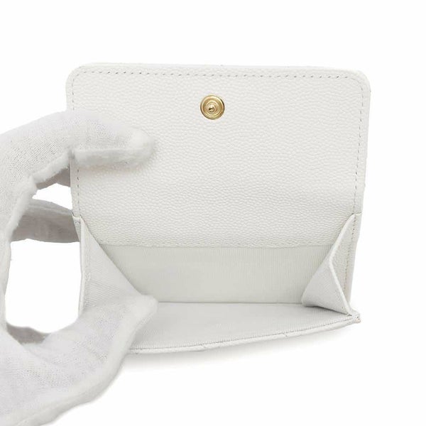 シャネル 三つ折り財布 マトラッセ スモール フラップ ウォレット トランプ キャビアスキン AP3081 財布 白
