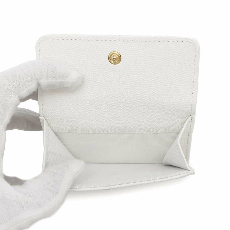 シャネル 三つ折り財布 マトラッセ スモール フラップ ウォレット トランプ キャビアスキン AP3081 財布 白