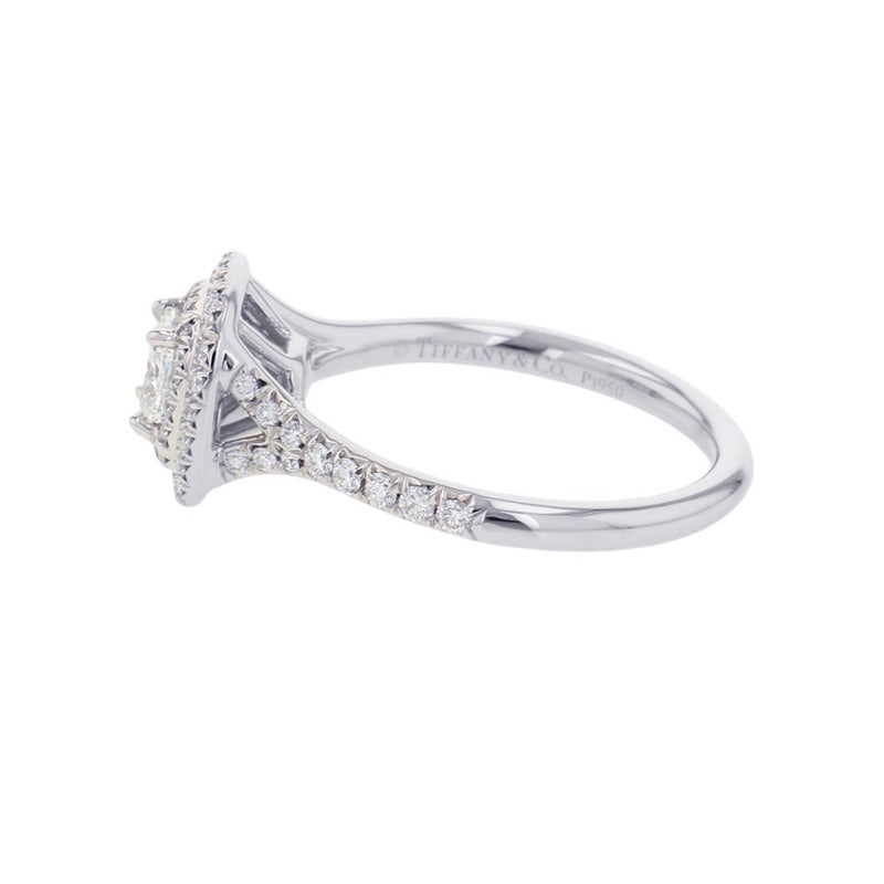 ティファニー リング ソレスト クッション カット エンゲージメント ダイヤ 中石0.45ct/計0.32ct Pt950 サイズ約13号 鑑定書付き 指輪