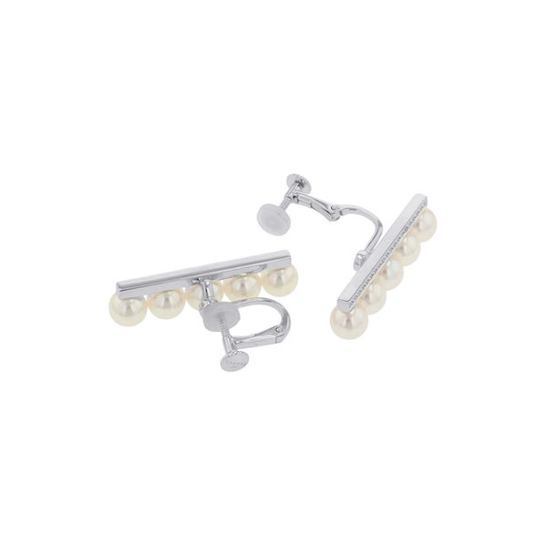 タサキ イヤリング バランス プラス ダイヤモンド パヴェ あこや真珠/ダイヤ 計0.16ct K18WG E-3913-18KWG TASAKI パール