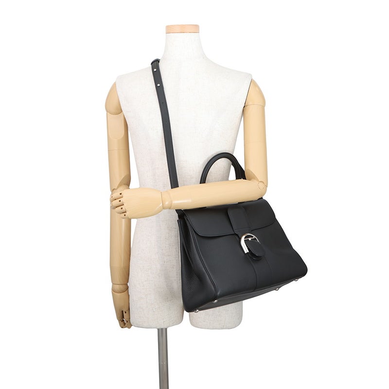 デルヴォー ハンドバッグ ブリヨンMM カーフレザー Delvaux 2wayショルダーバッグ 黒