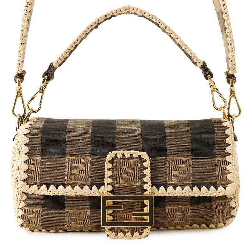 フェンディ ハンドバッグ マンマバケット ラフィア/キャンバス 8BR600 FENDI バッグ ワンショルダー 2way