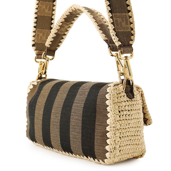 フェンディ ハンドバッグ マンマバケット ラフィア/キャンバス 8BR600 FENDI バッグ ワンショルダー 2way