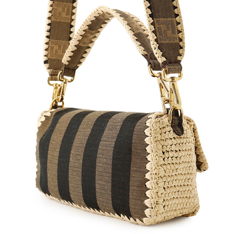 フェンディ ハンドバッグ マンマバケット ラフィア/キャンバス 8BR600 FENDI バッグ ワンショルダー 2way