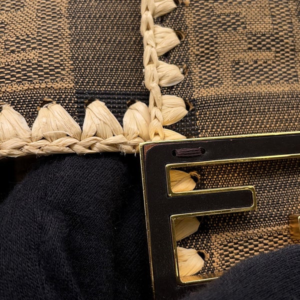 フェンディ ハンドバッグ マンマバケット ラフィア/キャンバス 8BR600 FENDI バッグ ワンショルダー 2way