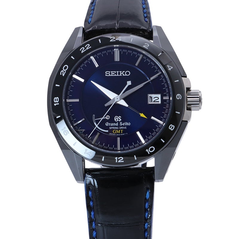 セイコー グランドセイコー スプリングドライブ GMT ブラックセラミックス SBGE039 SEIKO 腕時計 ディープブルー文字盤