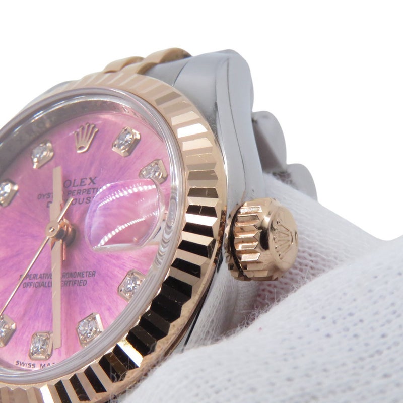 ロレックス デイトジャスト SS/K18PGピンクゴールド V番 179171G ROLEX 腕時計 バイオレット文字盤 10Pダイヤ レディース
