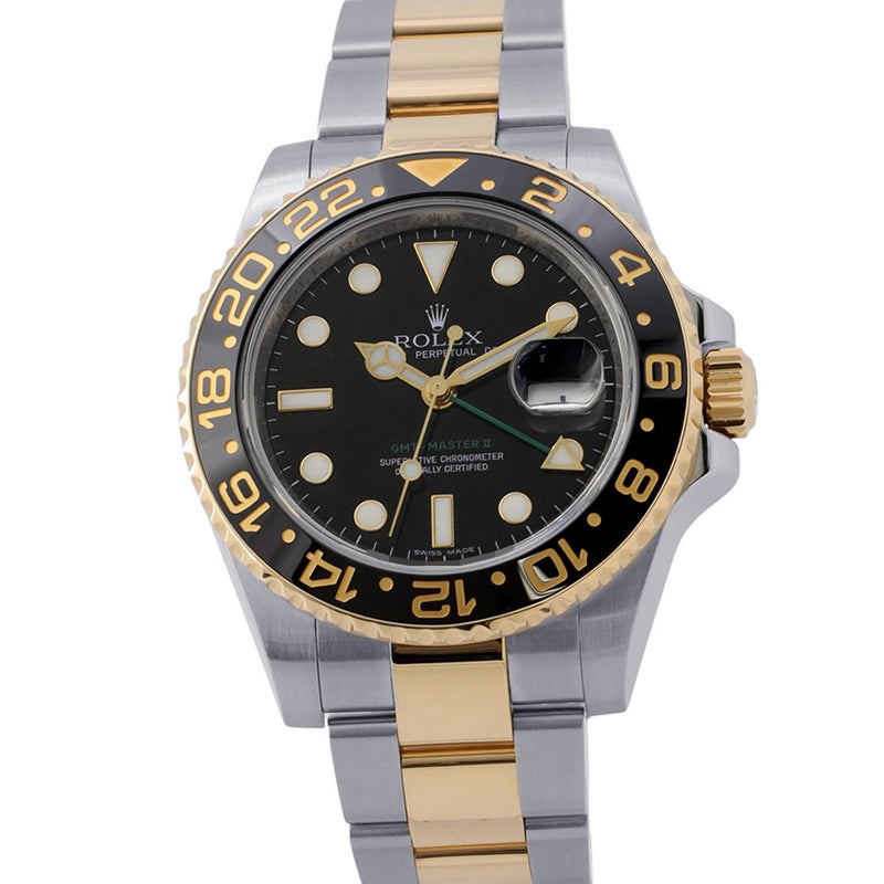 ロレックス GMTマスター2 デイト SS/K18YGイエローゴールド V番 116713LN ROLEX 腕時計 コンビ 黒文字盤