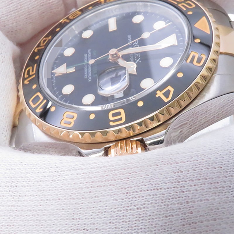 ロレックス GMTマスター2 デイト SS/K18YGイエローゴールド V番 116713LN ROLEX 腕時計 コンビ 黒文字盤