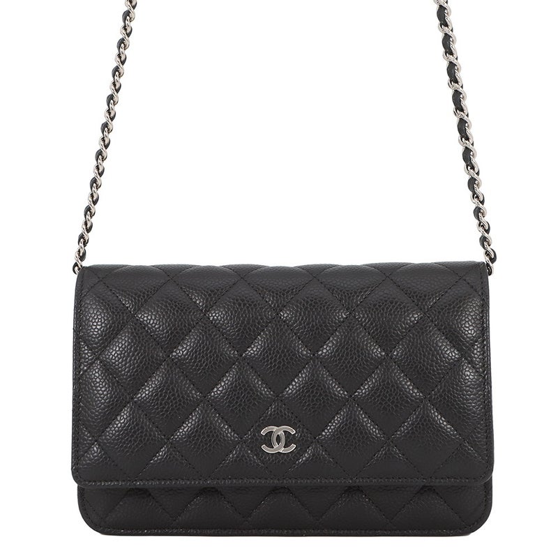 シャネル チェーンウォレット クラシック マトラッセ ココマーク キャビアスキン AP0250 CHANEL 財布 黒