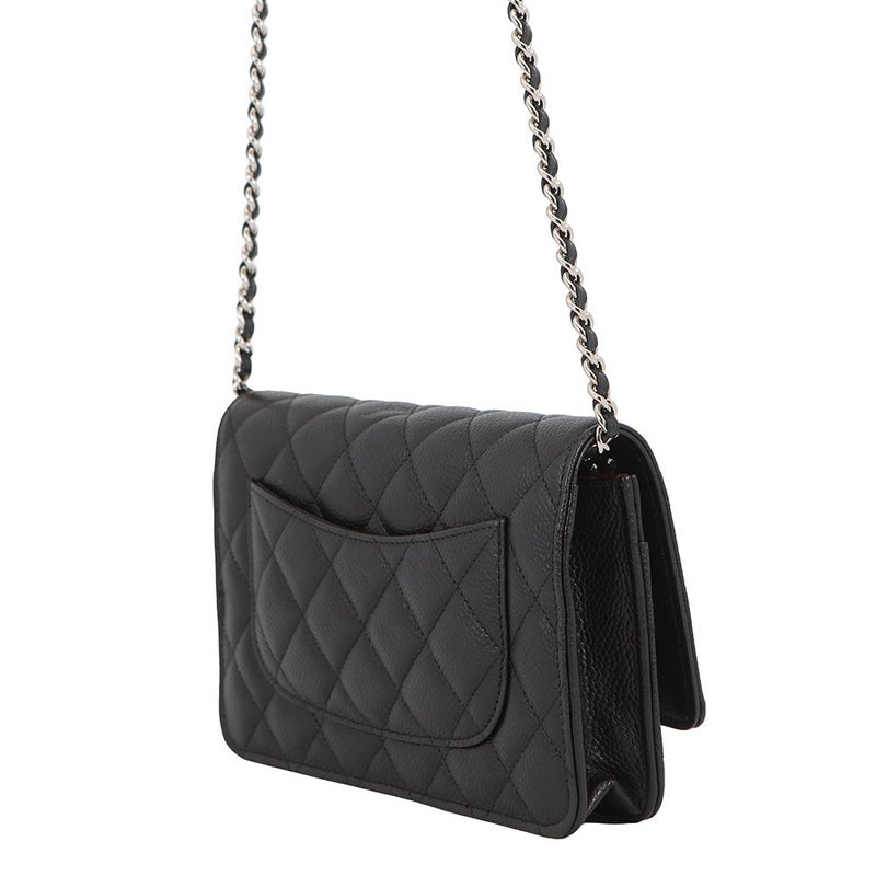 シャネル チェーンウォレット クラシック マトラッセ ココマーク キャビアスキン AP0250 CHANEL 財布 黒