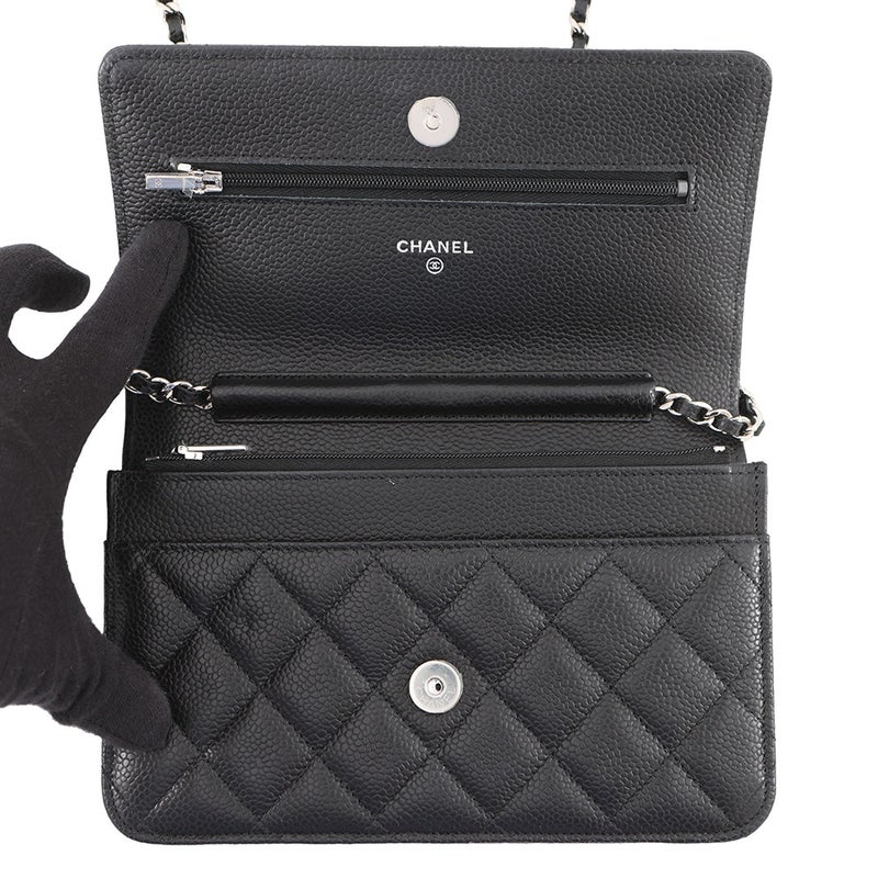 シャネル チェーンウォレット クラシック マトラッセ ココマーク キャビアスキン AP0250 CHANEL 財布 黒