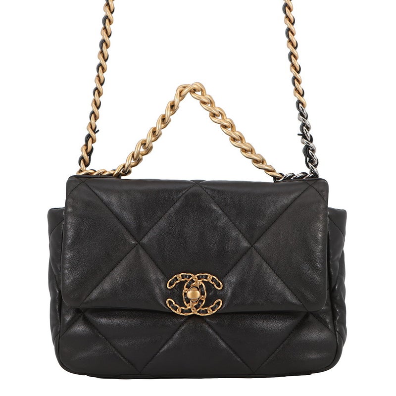 シャネル チェーンショルダーバッグ CHANEL19 フラップバッグ ココマーク シャイニーラムスキン AS1160 CHANEL 黒