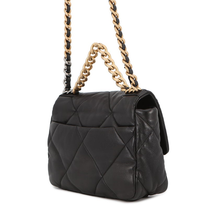 シャネル チェーンショルダーバッグ CHANEL19 フラップバッグ ココマーク シャイニーラムスキン AS1160 CHANEL 黒
