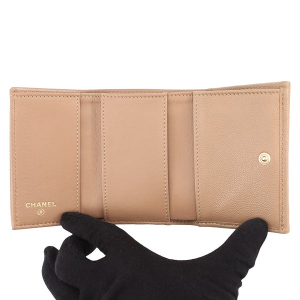 シャネル 三つ折り財布 マトラッセ ココマーク クラシック スモール フラップ ウォレット キャビアスキン AP0230 CHANEL