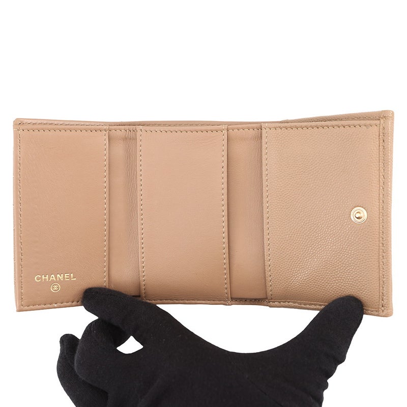 シャネル 三つ折り財布 マトラッセ ココマーク クラシック スモール フラップ ウォレット キャビアスキン AP0230 CHANEL
