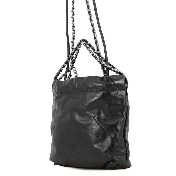 シャネル ハンドバッグ CHANEL 22 ミニ ココマーク シャイニーカーフレザー AS3980 CHANEL 2way 黒