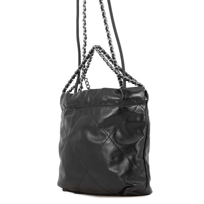 シャネル ハンドバッグ CHANEL 22 ミニ ココマーク シャイニーカーフレザー AS3980 CHANEL 2way 黒