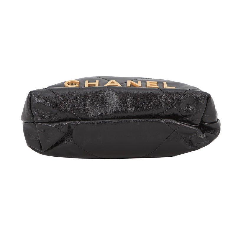 シャネル ハンドバッグ CHANEL 22 ミニ ココマーク シャイニーカーフレザー AS3980 CHANEL 2way 黒