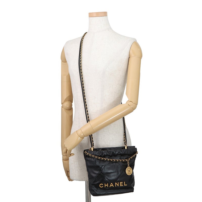 シャネル ハンドバッグ CHANEL 22 ミニ ココマーク シャイニーカーフレザー AS3980 CHANEL 2way 黒