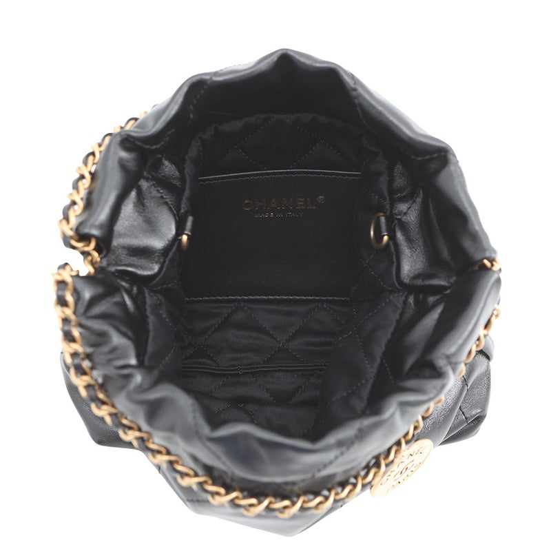 シャネル ハンドバッグ CHANEL 22 ミニ ココマーク シャイニーカーフレザー AS3980 CHANEL 2way 黒