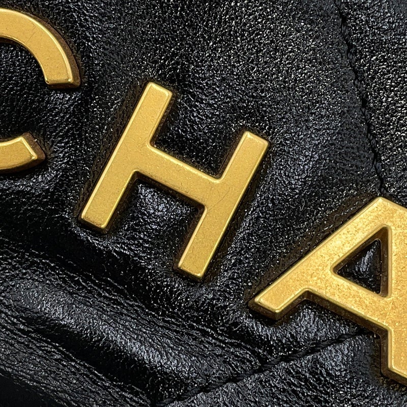 シャネル ハンドバッグ CHANEL 22 ミニ ココマーク シャイニーカーフレザー AS3980 CHANEL 2way 黒