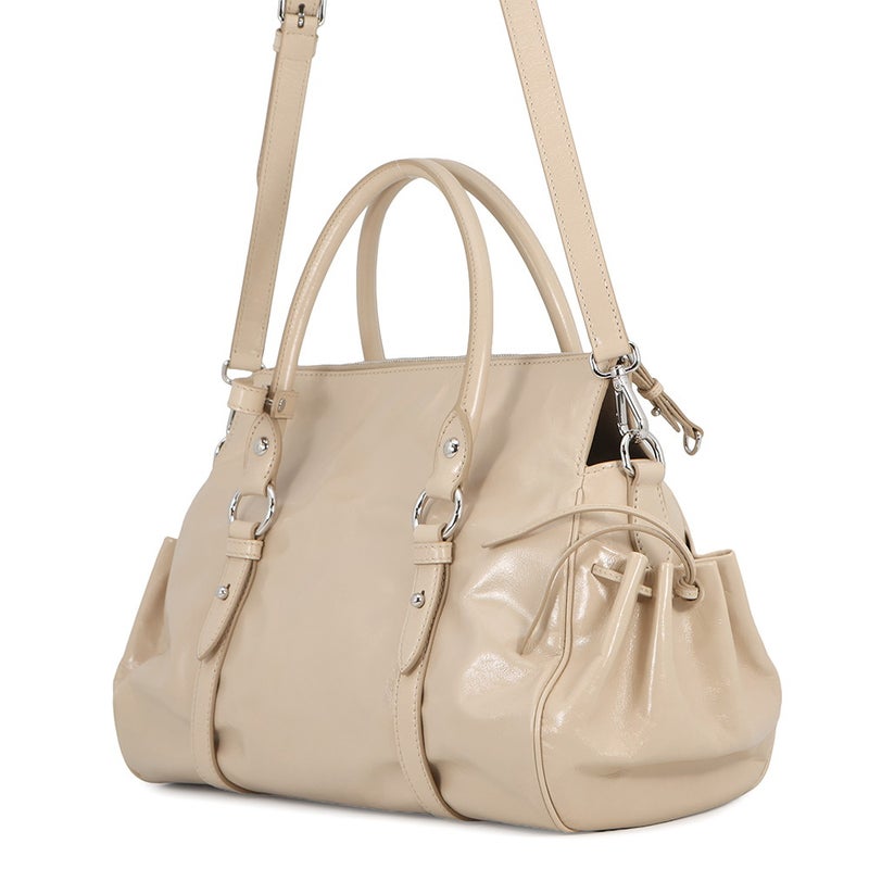 ミュウミュウ ハンドバッグ カーフレザー 5BA328 Miu Miu 2way ベージュ