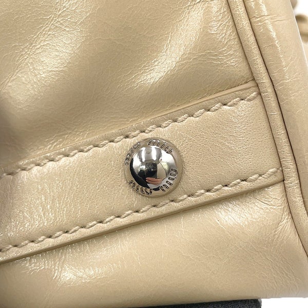 ミュウミュウ ハンドバッグ カーフレザー 5BA328 Miu Miu 2way ベージュ