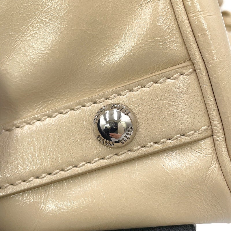 ミュウミュウ ハンドバッグ カーフレザー 5BA328 Miu Miu 2way ベージュ
