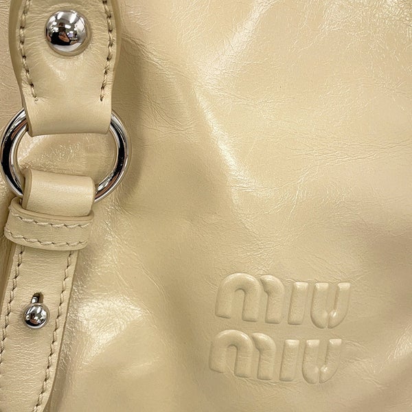 ミュウミュウ ハンドバッグ カーフレザー 5BA328 Miu Miu 2way ベージュ