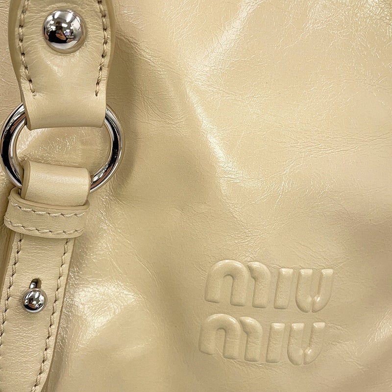 ミュウミュウ ハンドバッグ カーフレザー 5BA328 Miu Miu 2way ベージュ
