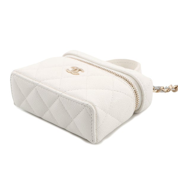 シャネル バッグチャーム ココマーク マトラッセ クラシック ミニバッグ チャーム キャビアスキン AP4897 CHANEL 小物入れ 白