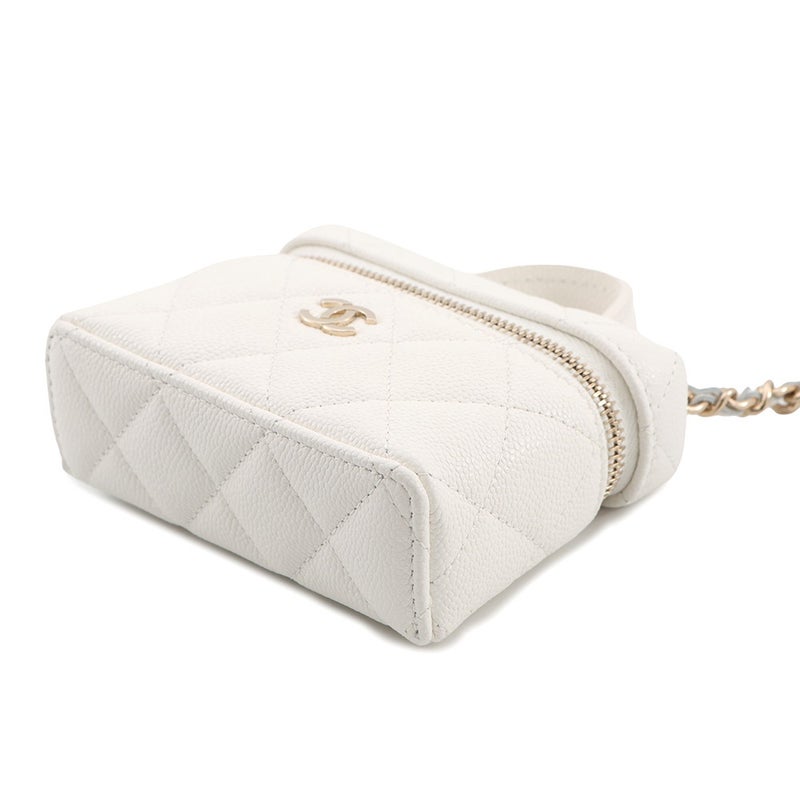 シャネル バッグチャーム ココマーク マトラッセ クラシック ミニバッグ チャーム キャビアスキン AP4897 CHANEL 小物入れ 白